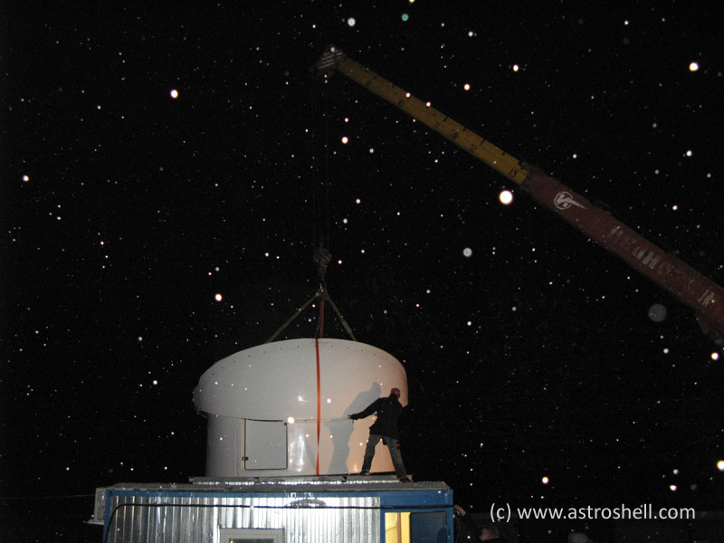 instalación de la cubierta de cúpula observatorio